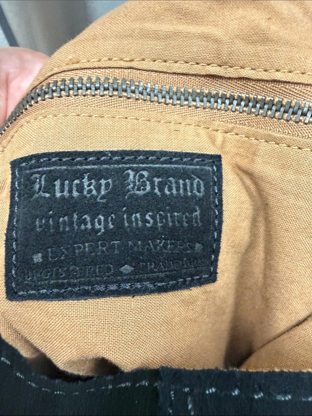 Vintage Lucky Brand Black Suede Hobo with Braided Strap and Leaf Charms- EU
